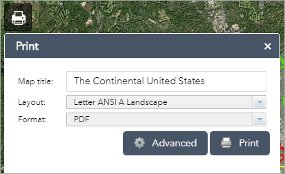 Print widget interface Print widget interface